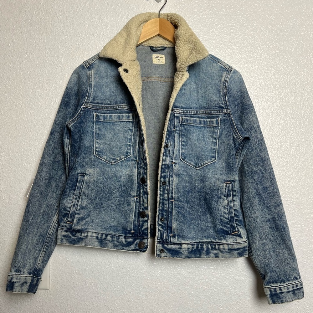 Gap 1969 Jean jacket Sherpa Collar Indigo Medium - Picture 5 of 9